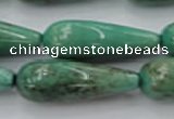 CAG7901 15.5 inches 10*30mm teardrop grass agate beads wholesale