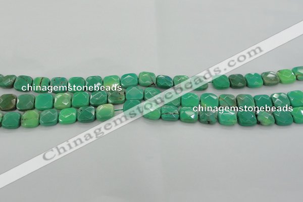 CAG7910 15.5 inches 10*10mm faceted square grass agate beads