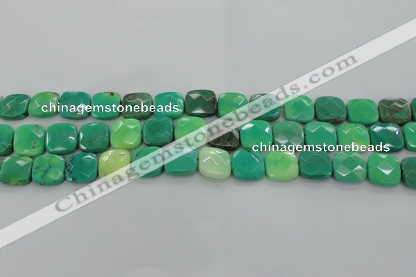 CAG7913 15.5 inches 15*15mm faceted square grass agate beads