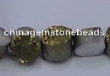 CAG7930 7.5 inches 10mm flat round plated white druzy agate beads