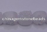 CAG7945 7.5 inches 8*10mm oval plated white druzy agate beads