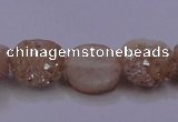 CAG7946 7.5 inches 8*10mm oval plated white druzy agate beads