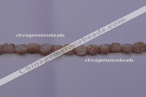 CAG7946 7.5 inches 8*10mm oval plated white druzy agate beads