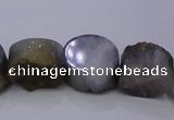 CAG7947 7.5 inches 8*10mm oval plated white druzy agate beads