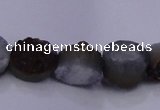 CAG7948 7.5 inches 8*10mm oval plated white druzy agate beads