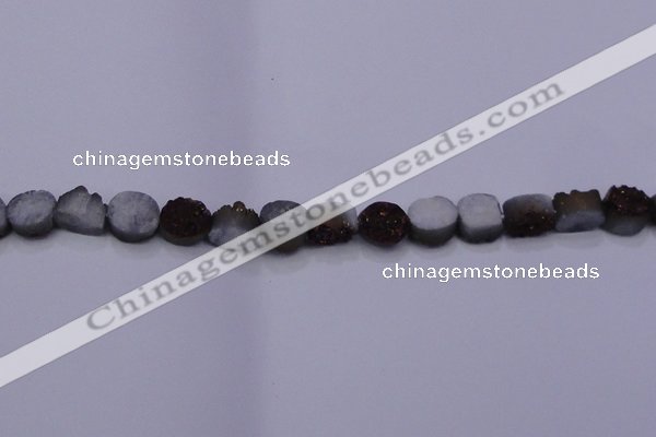 CAG7948 7.5 inches 8*10mm oval plated white druzy agate beads