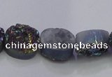 CAG7950 7.5 inches 8*10mm oval plated white druzy agate beads