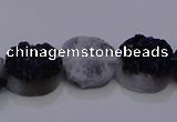 CAG7951 7.5 inches 8*10mm oval plated white druzy agate beads