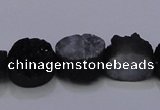 CAG7952 7.5 inches 8*10mm oval plated white druzy agate beads