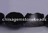 CAG7955 7.5 inches 10*14mm oval plated white druzy agate beads