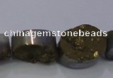 CAG7956 7.5 inches 10*14mm oval plated white druzy agate beads