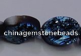 CAG7958 7.5 inches 12*16mm oval plated white druzy agate beads