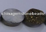 CAG7960 7.5 inches 13*18mm oval plated white druzy agate beads