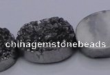 CAG7963 7.5 inches 15*20mm oval plated white druzy agate beads