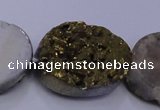 CAG7965 7.5 inches 15*20mm oval plated white druzy agate beads