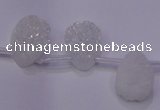 CAG7970 Top drilled 13*18mm flat teardrop plated white druzy agate beads