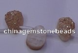 CAG7971 Top drilled 13*18mm flat teardrop plated white druzy agate beads