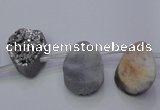 CAG7972 Top drilled 13*18mm flat teardrop plated white druzy agate beads