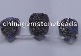 CAG7974 Top drilled 13*18mm flat teardrop plated white druzy agate beads