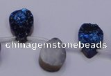 CAG7975 Top drilled 13*18mm flat teardrop plated white druzy agate beads