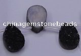 CAG7976 Top drilled 13*18mm flat teardrop plated white druzy agate beads