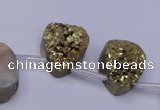 CAG7978 Top drilled 15*20mm flat teardrop plated white druzy agate beads