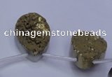 CAG7980 Top drilled 18*25mm flat teardrop plated white druzy agate beads