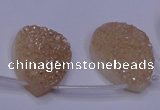 CAG7982 Top drilled 22*30mm flat teardrop plated white druzy agate beads