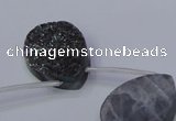 CAG7983 Top drilled 22*30mm flat teardrop plated white druzy agate beads