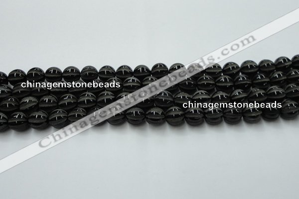 CAG8001 15.5 inches 10mm carved round black agate beads