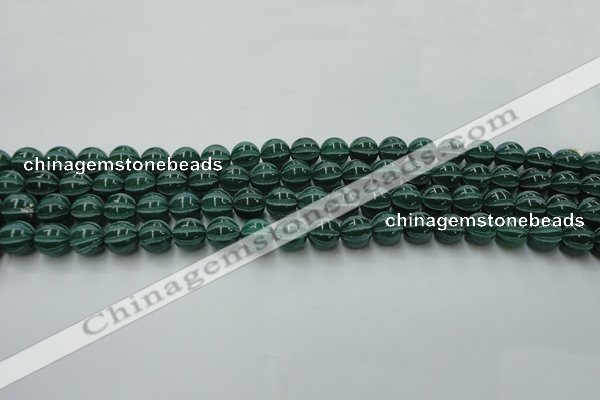 CAG8005 15.5 inches 8mm carved round green agate beads