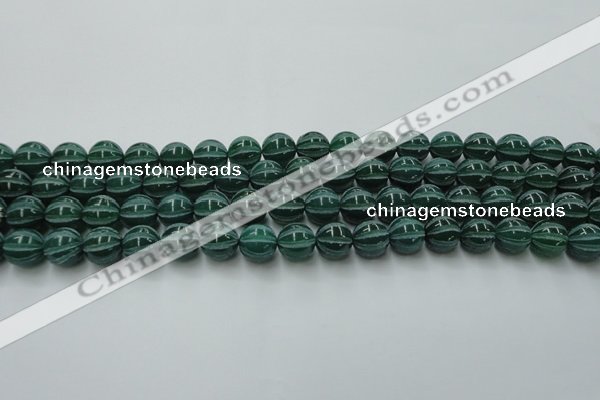 CAG8006 15.5 inches 10mm carved round green agate beads