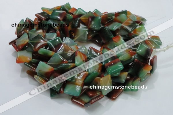 CAG804 15.5 inches 20*20mm diamond rainbow agate gemstone beads