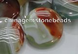 CAG806 15.5 inches 30mm flat round rainbow agate gemstone beads