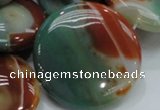 CAG807 15.5 inches 40mm flat round rainbow agate gemstone beads