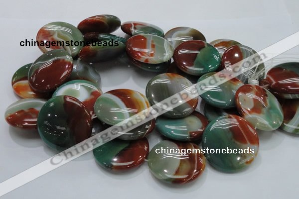 CAG807 15.5 inches 40mm flat round rainbow agate gemstone beads