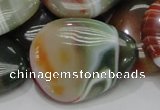 CAG809 15.5 inches 30*40mm flat teardrop rainbow agate gemstone beads