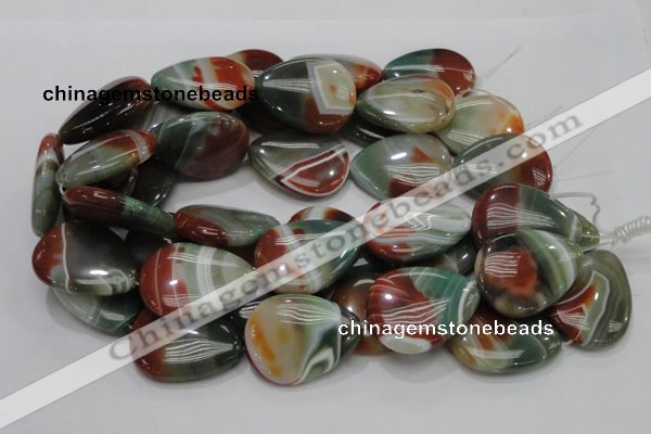 CAG809 15.5 inches 30*40mm flat teardrop rainbow agate gemstone beads