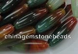 CAG810 15.5 inches 10*30mm rice rainbow agate gemstone beads