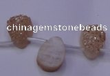 CAG8101 Top drilled 10*14mm teardrop champagne plated druzy agate beads