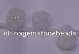 CAG8110 Top drilled 12*16mm teardrop white plated druzy agate beads