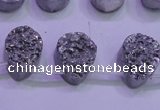 CAG8112 Top drilled 12*16mm teardrop silver plated druzy agate beads