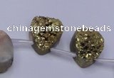 CAG8113 Top drilled 12*16mm teardrop glod plated druzy agate beads