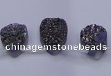 CAG8114 Top drilled 12*16mm teardrop rainbow plated druzy agate beads