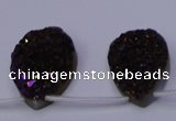 CAG8115 Top drilled 12*16mm teardrop purple plated druzy agate beads