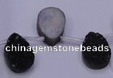 CAG8117 Top drilled 12*16mm teardrop black plated druzy agate beads