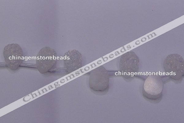 CAG8130 Top drilled 18*25mm teardrop white plated druzy agate beads