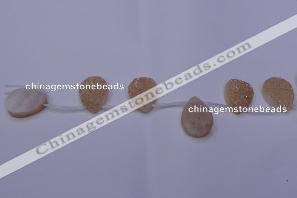 CAG8131 Top drilled 18*25mm teardrop champagne plated druzy agate beads