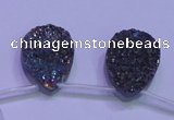 CAG8134 Top drilled 18*25mm teardrop rainbow plated druzy agate beads