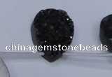 CAG8137 Top drilled 18*25mm teardrop black plated druzy agate beads